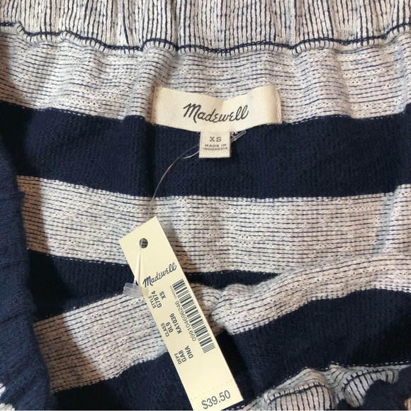 Madewell Top Women's XS Navy & White Striped Elastic Neck, NWT - Picture 3 of 6